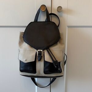 Tignanello Two-Tone Black and Cream Leather Backpack